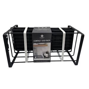 Gourmet Kitchen Compact Dish Rack Black Narrow Small Space Drain Board Caddy K4